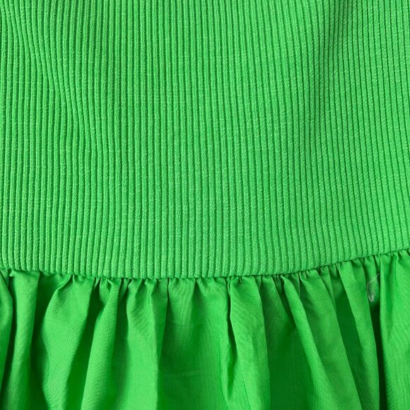 NEW ZARA Cotton Contrasting Voluminous Mini Dress in Green Colour, size M - Picture 11 of 15